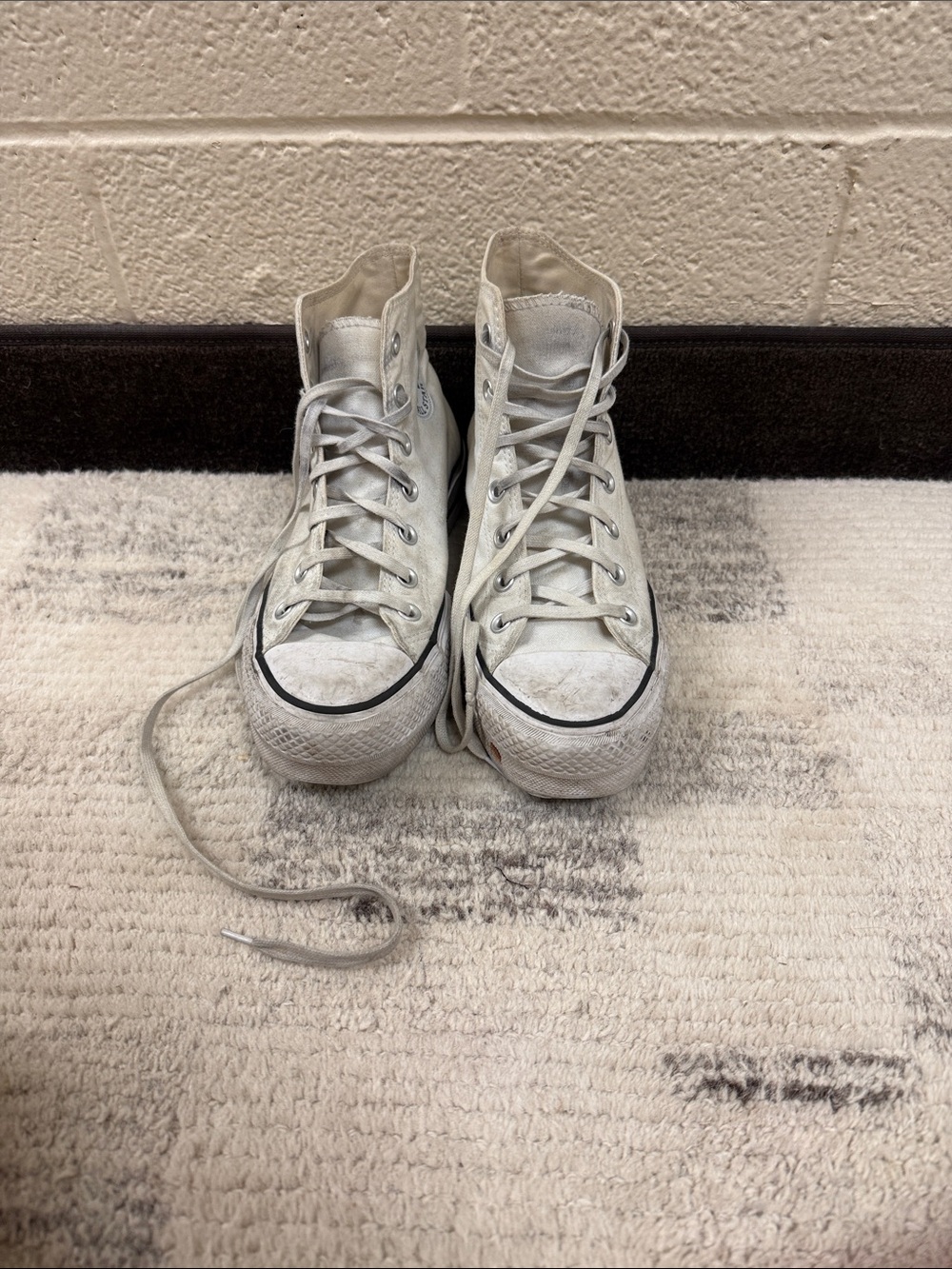 Converse White High-Top Canvas Sneakers with Black Trim - Picture 2 of 8